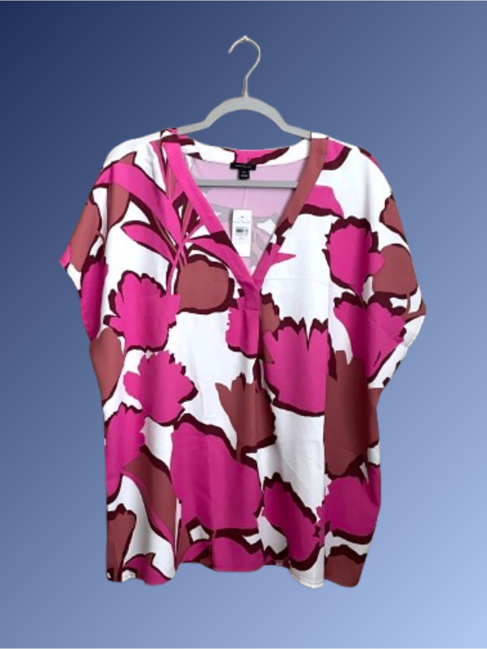 Ann Taylor NWT floral mixed media top rose violet sz XXL